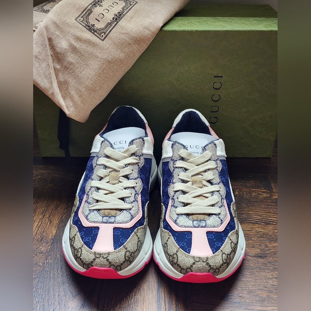 $850 Brand New Gucci GG Rhyton Beige White Pink Sneakers Women G EU 36  US 6 - Picture 6 of 12